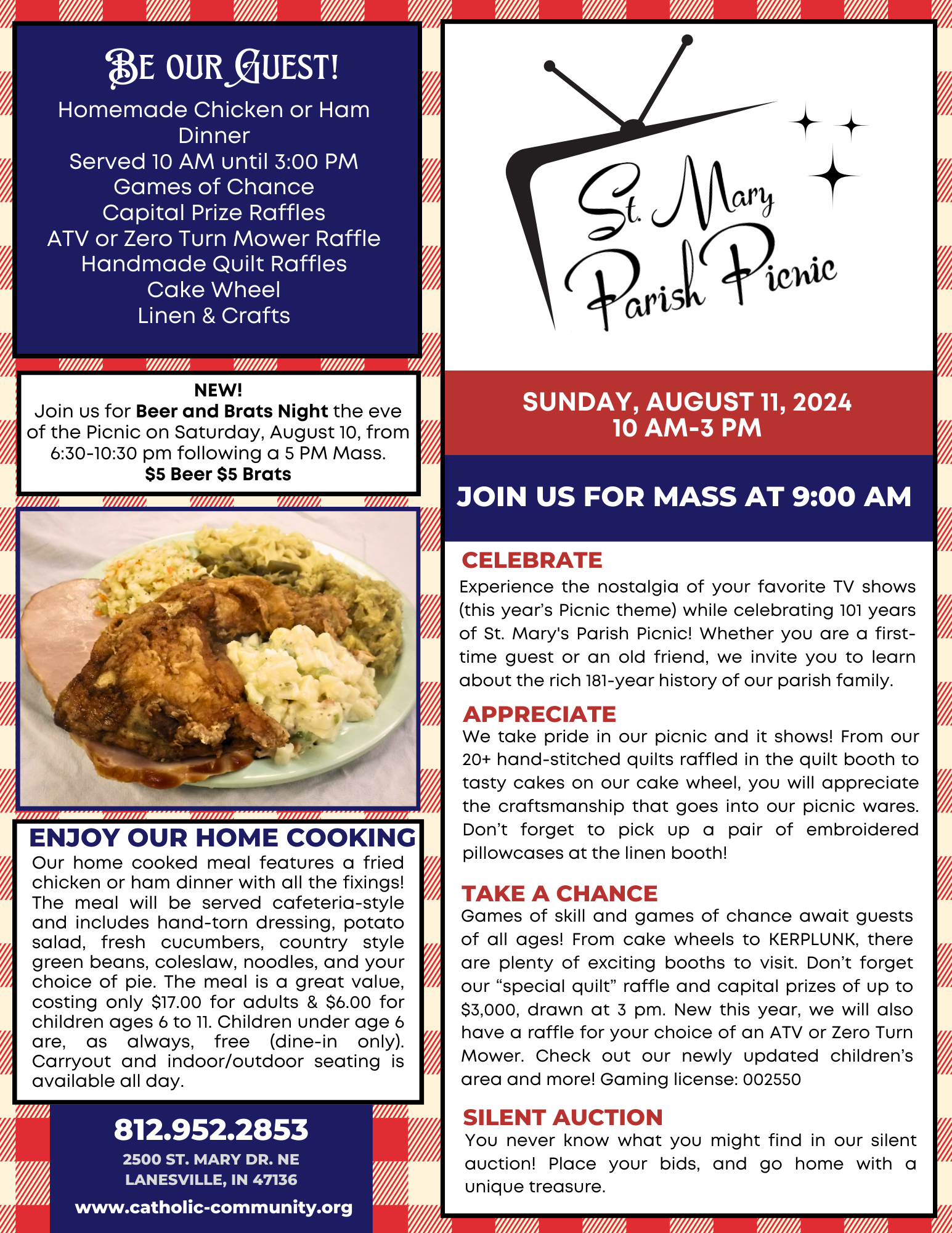 St. Mary Parish Picnic St. Joseph Catholic Church and School Corydon, IN